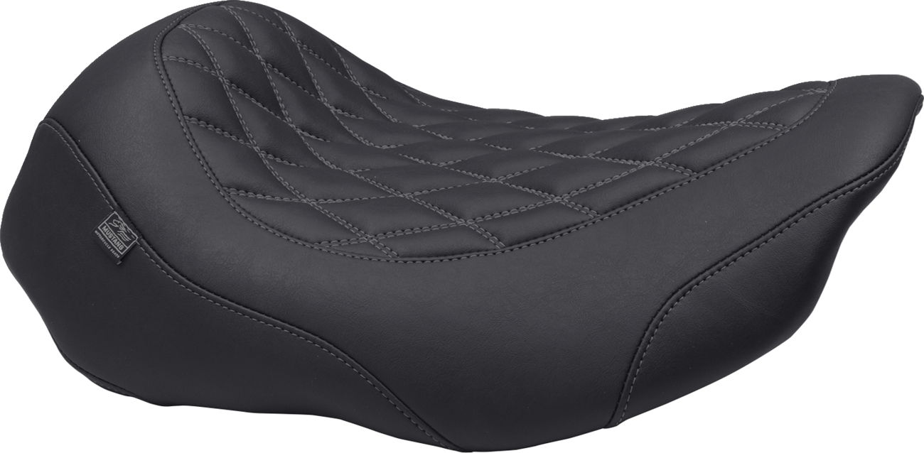 MUSTANG Wide Tripper™ Seat - Solo - Gun Metal Stitching - FLT/FLH '23-'25