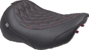 MUSTANG Wide Tripper™ Seat - Solo - Dark Cherry Stitching - FLT/FLH '23-'25