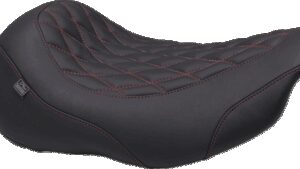 MUSTANG Wide Tripper™ Seat - Solo - Dark Cherry Stitching - FLT/FLH '23-'25