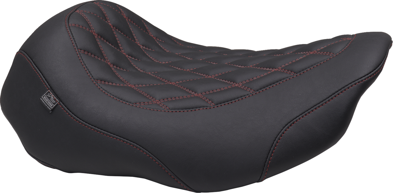 MUSTANG Wide Tripper™ Seat - Solo - Dark Cherry Stitching - FLT/FLH '23-'25