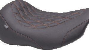 MUSTANG Wide Tripper™ Seat - Solo - Mandarin Orange Stitching - FLT/FLH '23-'25