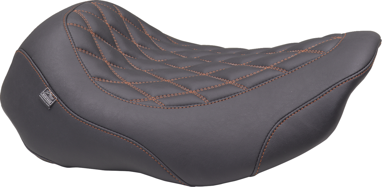 MUSTANG Wide Tripper™ Seat - Solo - Mandarin Orange Stitching - FLT/FLH '23-'25