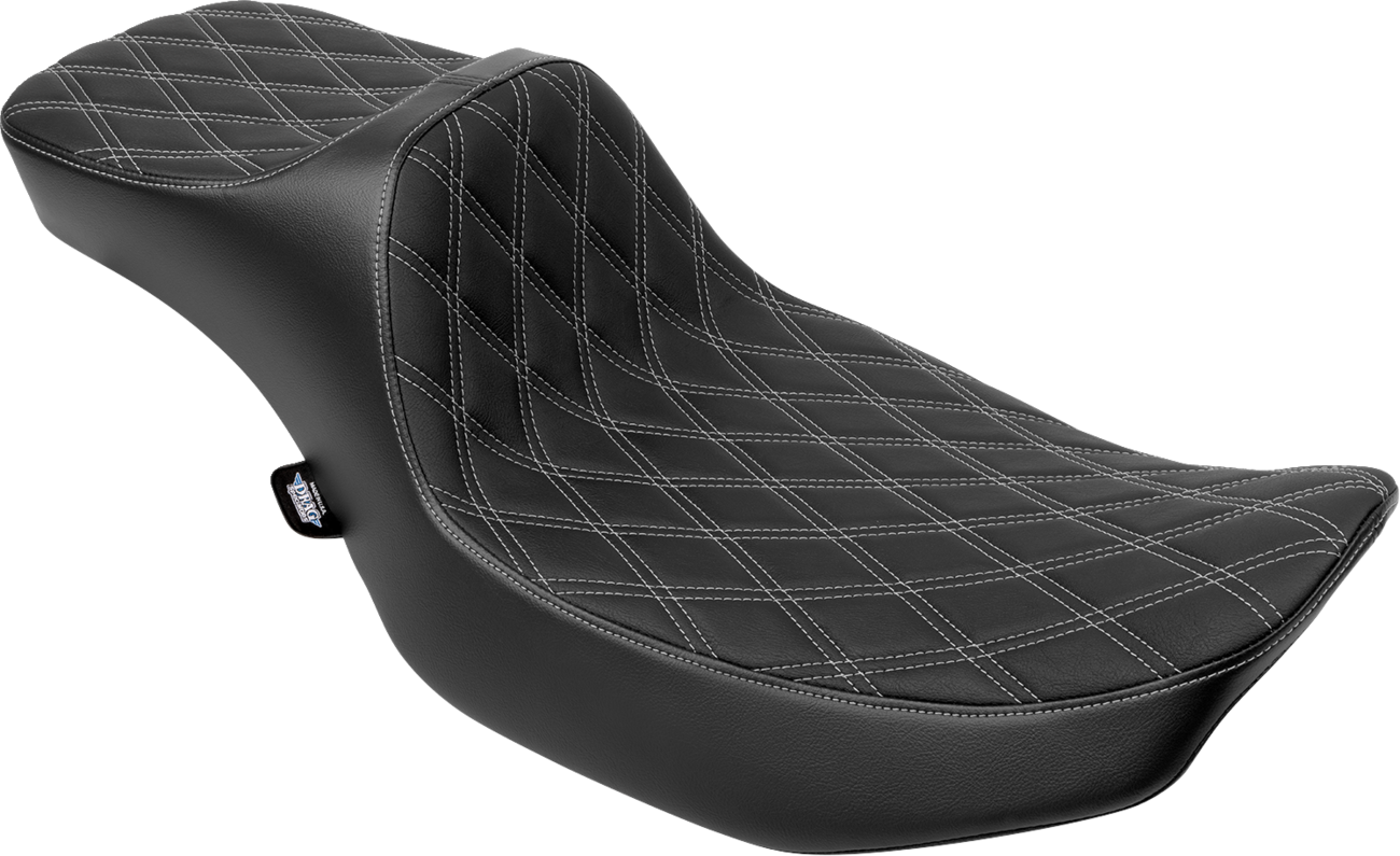 DRAG SPECIALTIES SEATS Extended Reach Predator III Seat - Double Diamond - Silver Stitching - Vinyl - FLH/FLT '23-'24