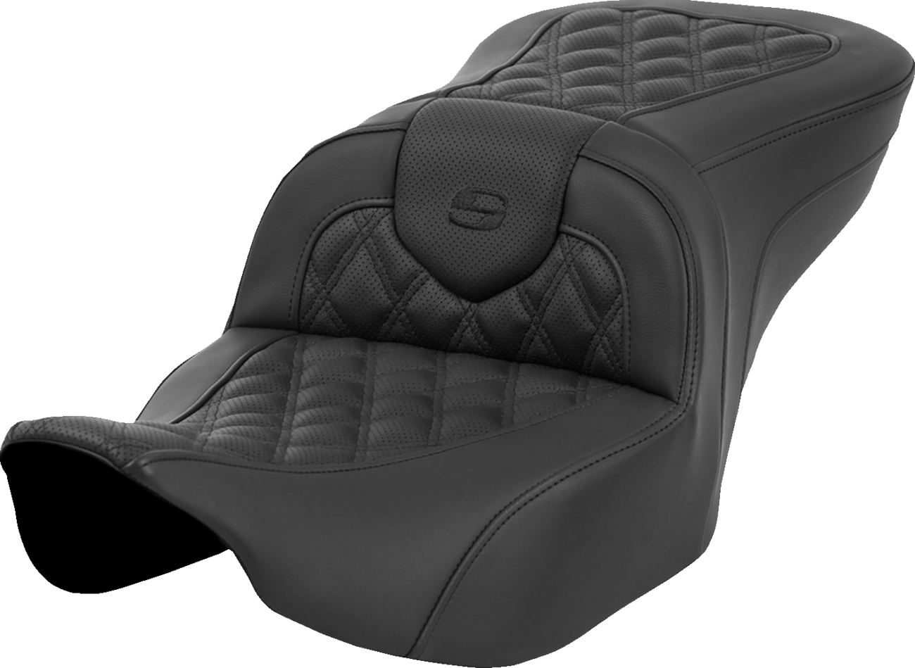 SADDLEMEN Heated Roadsofa™ Seat - Lattice Stitch - w/o Backrest - FLT/FLH '23-'24