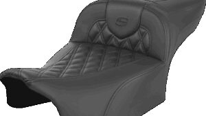 SADDLEMEN Heated RoadSofa™ Seat - Extended Reach - Lattice Stitch - w/o Backrest - FLT/FLH ’23-‘24