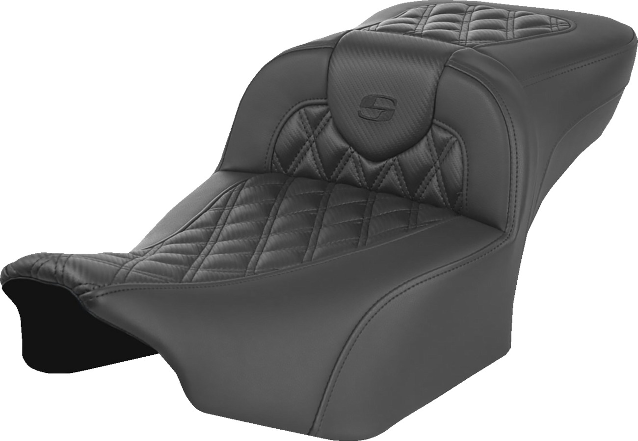 SADDLEMEN Heated RoadSofa™ Seat - Extended Reach - Lattice Stitch - w/o Backrest - FLT/FLH ’23-‘24