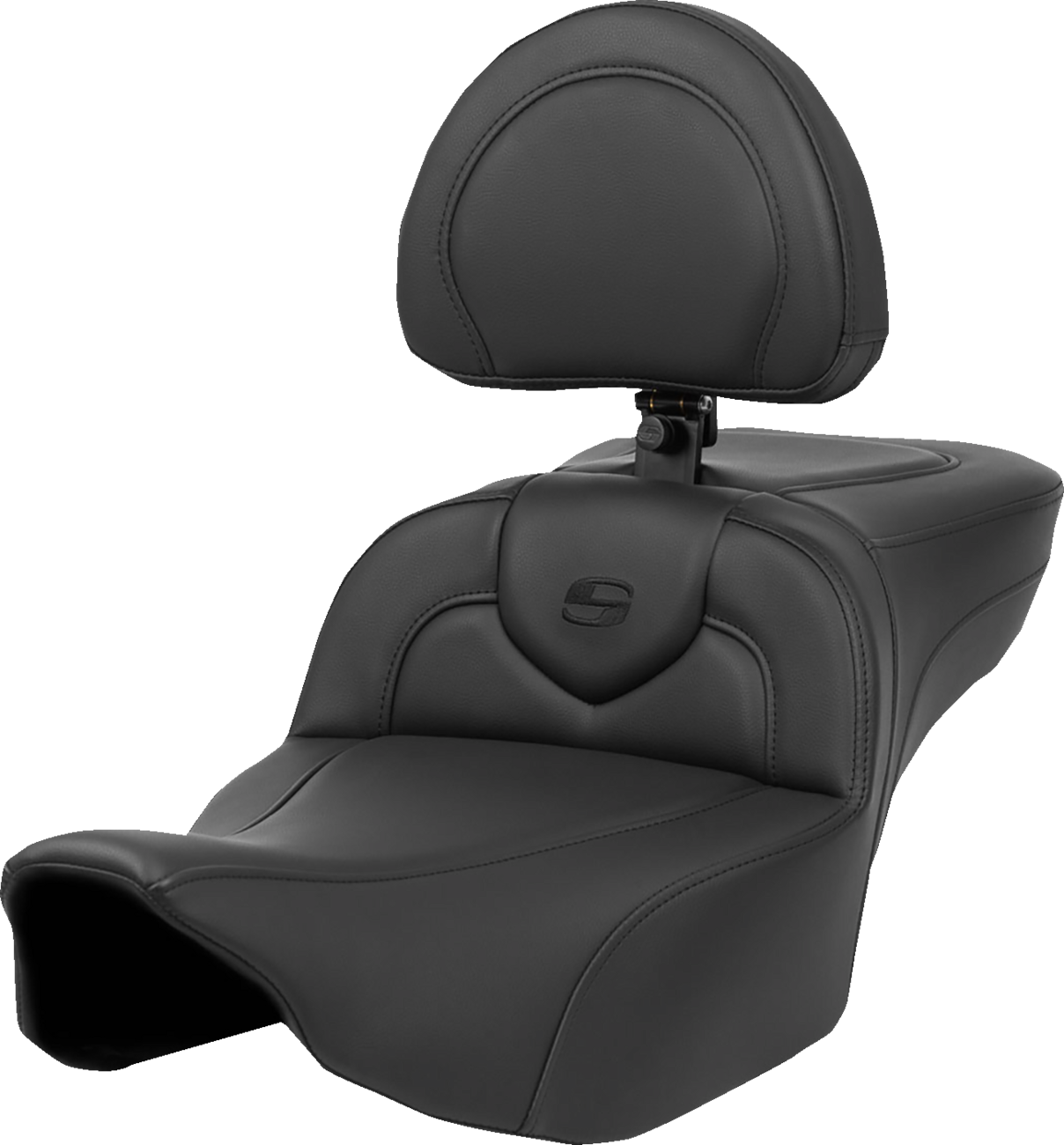 SADDLEMEN Heated RoadSofa™ Seat - Extended Reach - Smooth - w/ Backrest - FLT/FLH ’23-‘24