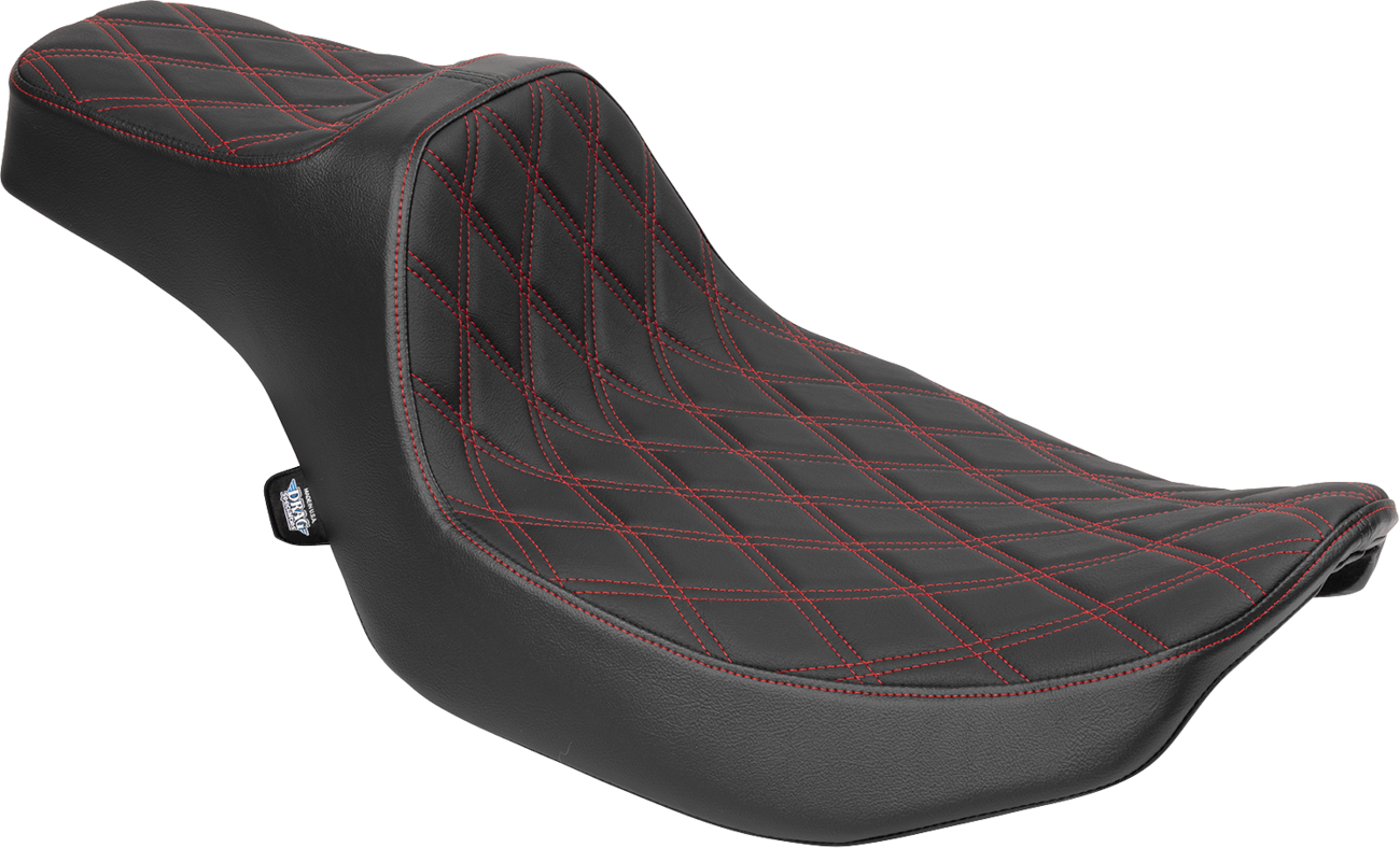 DRAG SPECIALTIES SEATS Extended Reach Predator III Seat - Vinyl - Red Double Diamond Stitch - FLT/FLH '23-'25