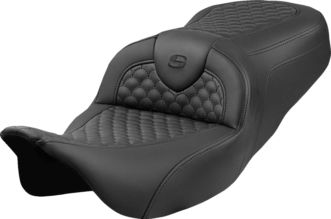 SADDLEMEN Roadsofa™ Seat - Dragon Scale Stitch - Black Stitch - w/o Backrest - FLH/FLT '08-'24
