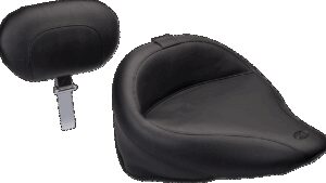 MUSTANG Wide Solo Seat - With Backrest - Vintage - Black - Smooth - FLST '00-'05