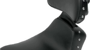 SADDLEMEN Heels Down Solo Seat - With Backrest - Studded - Black - FLSTC