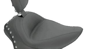 MUSTANG Wide Solo Seat - With Backrest - Black - Studded w/ Concho - FL/FX '11-'17