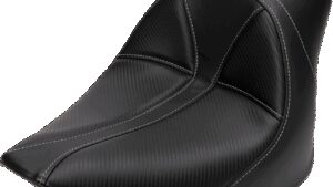 SADDLEMEN Dominator Solo Seat - w/o Backrest - Black w/ Gray Stitching - FL/FX '06-'17
