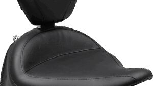 MUSTANG Wide Solo Seat - With Backrest - Vintage - Black - Smooth - FLSTC '16-'17