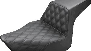 SADDLEMEN Step-Up Seat - Front Lattice Stitch - Black - FXSB