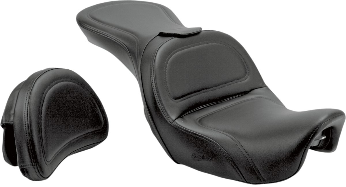 SADDLEMEN Seat - Explorer™ - With Backrest - Stitched - Black - FLD/FXD '06-'17