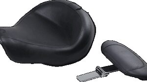 MUSTANG Wide Solo Seat - With Backrest - Vintage - Black - Smooth - FXD '06-'17