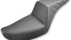 SADDLEMEN Step-Up Seat - Rear Lattice Stitched - Black - Dyna