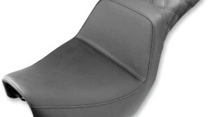 SADDLEMEN Step-Up Seat - Rear Lattice Stitched - Black - Dyna