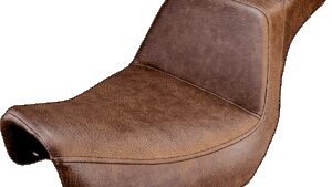 SADDLEMEN Step-Up Seat - Rear Lattice Stitched - Brown - Dyna