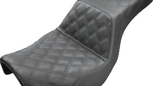 SADDLEMEN Step-Up Seat - Full Lattice Stitch - Black - Dyna