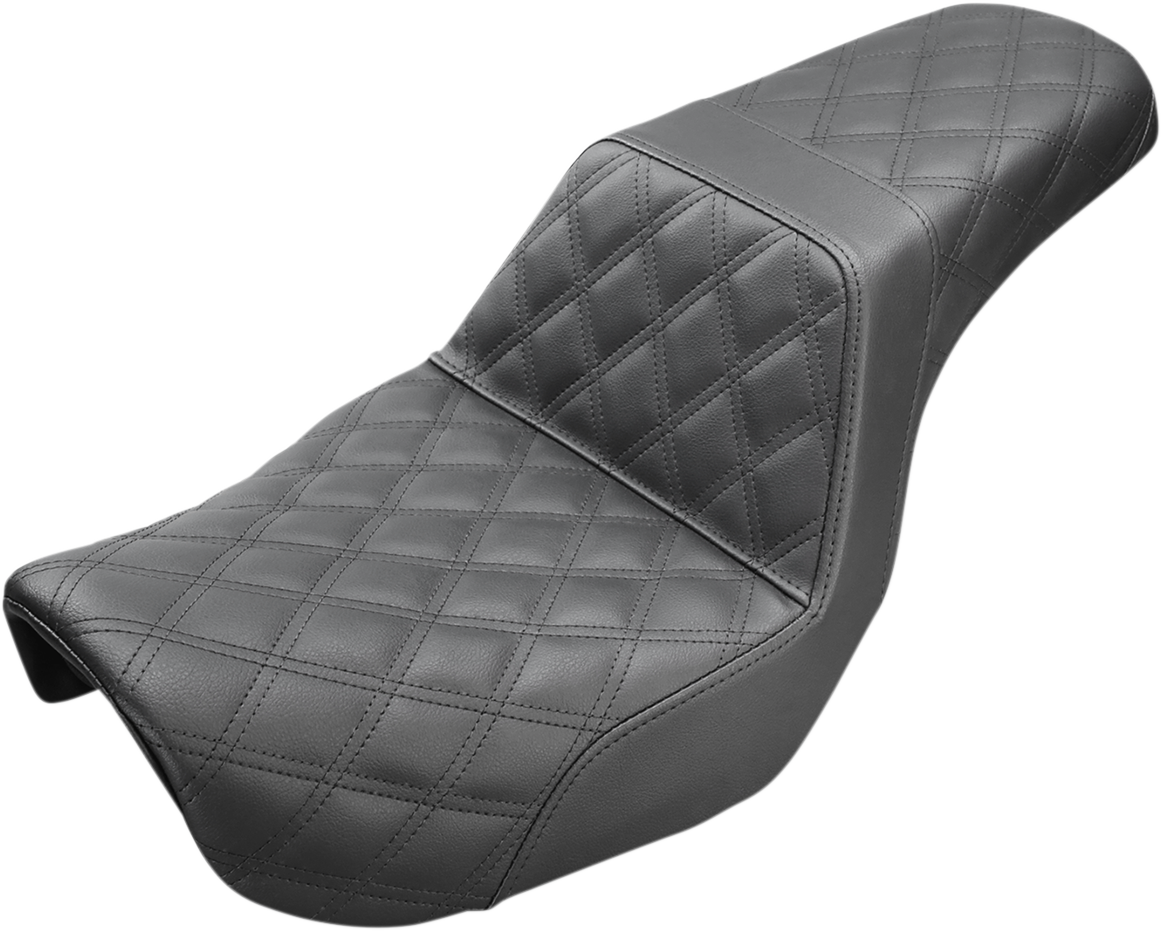 SADDLEMEN Step-Up Seat - Full Lattice Stitch - Black - Dyna