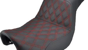 SADDLEMEN Step-Up Seat - Front Lattice Stitch/With Red Stitching - Black - Dyna