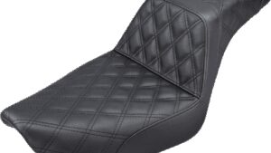 SADDLEMEN Step-Up Seat - Full Lattice Stitch - Black - Dyna