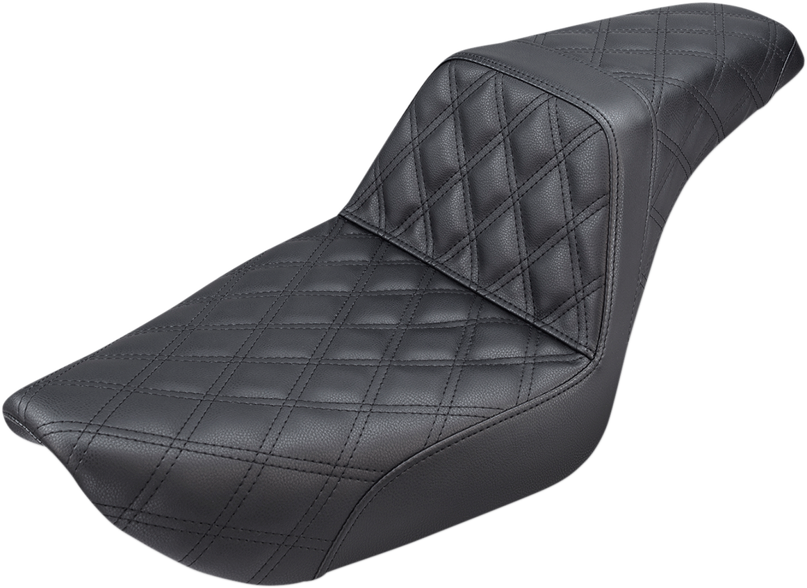 SADDLEMEN Step-Up Seat - Full Lattice Stitch - Black - Dyna