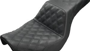 SADDLEMEN Step-Up Seat - Full Lattice Stitch - Black - Dyna