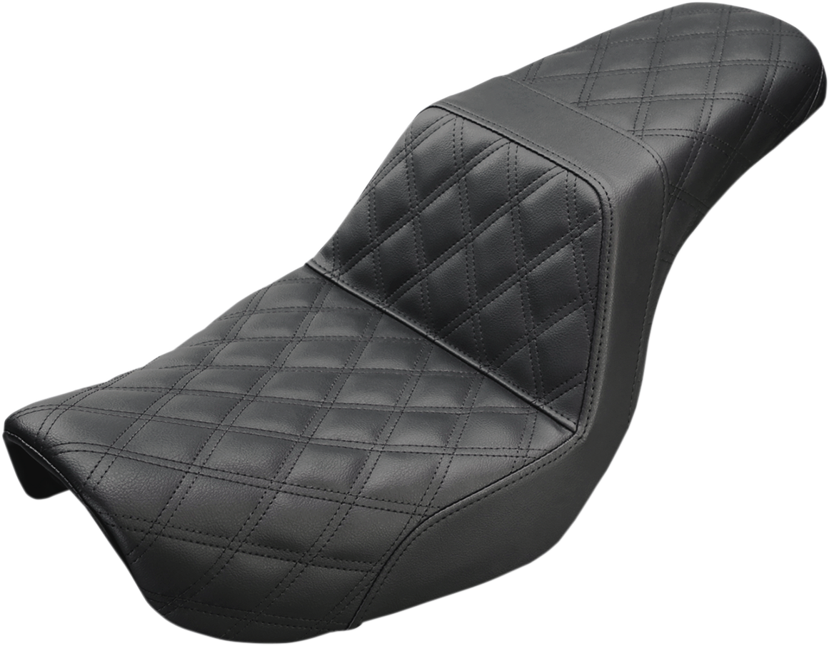 SADDLEMEN Step-Up Seat - Full Lattice Stitch - Black - Dyna