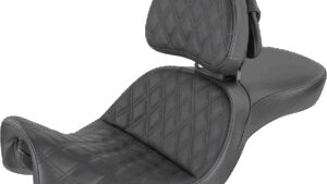 SADDLEMEN Explorer Seat - With Backrest - Lattice Stitched - Black - FXD