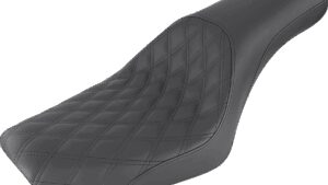 SADDLEMEN Profiler Seat - Front Lattice/Rear Smooth - Black - FXDWG '04-'05