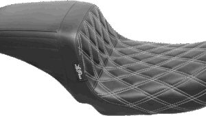 LE PERA Kickflip Seat - Double Diamond w/White Stitching - Black - FXD '06-'17