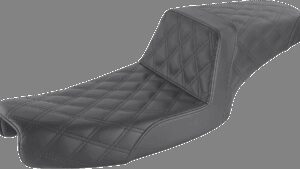 SADDLEMEN Step-Up Seat - Full Lattice Stitch - Black - Dyna