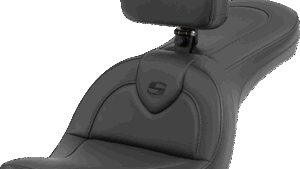 SADDLEMEN Roadsofa™ Seat - with Backrest - Black/Black Stitching - FXD '06-'17