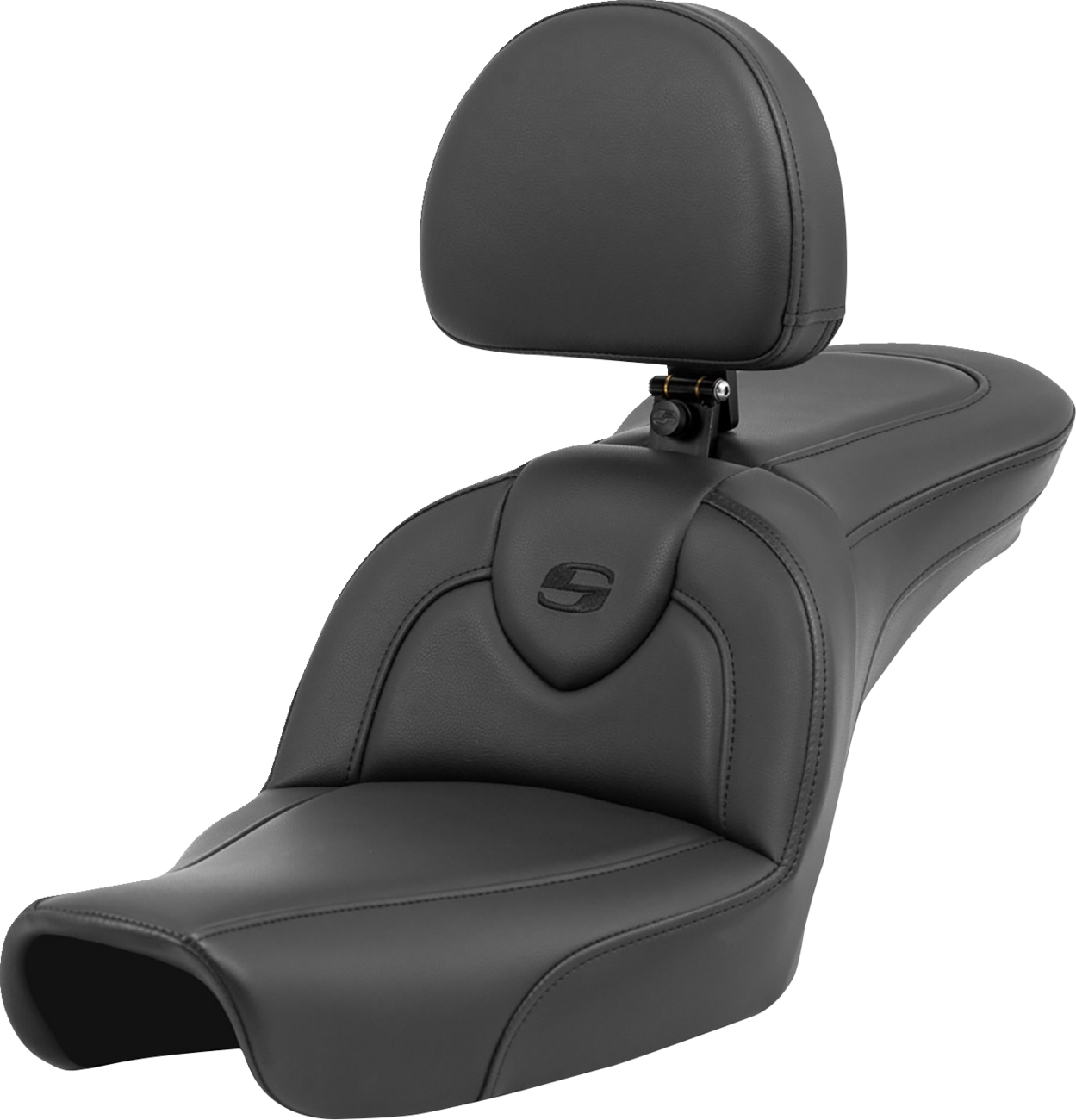 SADDLEMEN Roadsofa™ Seat - with Backrest - Black/Black Stitching - FXD '96-'03