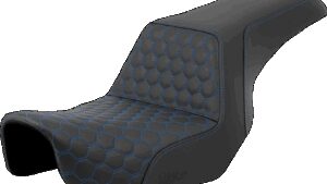 SADDLEMEN Step-Up Seat - Honeycomb - Blue Stitching - Dyna '06-'17
