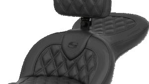 SADDLEMEN Roadsofa™ Seat - with Backrest - Lattice Stitch - FXDWG '96-'23