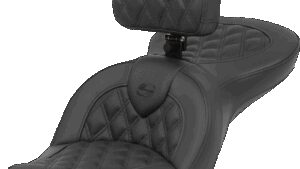 SADDLEMEN Roadsofa™ Seat - Lattice Stitch - with Backrest - FXD '04-'05