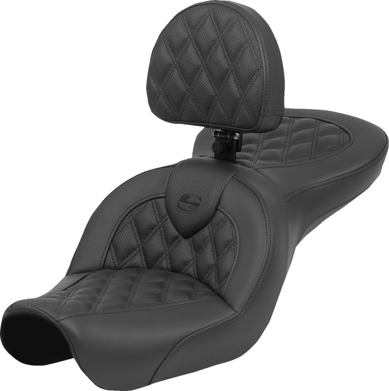 SADDLEMEN Roadsofa™ Seat - Lattice Stitch - with Backrest - FXD '04-'05