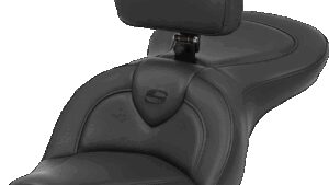 SADDLEMEN Roadsofa™ Seat - Black Stitch - with Backrest - FXD '04-'05