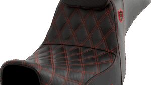 SADDLEMEN Pro Series SDC Performance Seat - w/ Backrest - Red Stitch - Dyna '06-'17