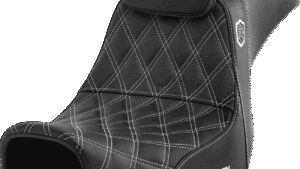 SADDLEMEN Pro Series SDC Performance Seat - w/ Backrest - White Stitch - Dyna '06-'17