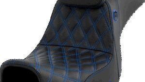 SADDLEMEN Pro Series SDC Performance Seat - w/ Backrest - Blue Stitch - Dyna '06-'17
