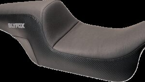 SLYFOX Drifter Seat - Gray Logo - Smooth Vinyl - Carbon Fiber - Dyna '06-'17