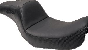 SLYFOX Drifter Seat - Black Logo - Black Vinyl w/ Slipstop - Carbon Fiber - Dyna '96-'03