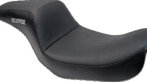 SLYFOX Drifter Seat - Gray Logo - Black Vinyl w/ Slipstop - Carbon Fiber - Dyna '96-'03