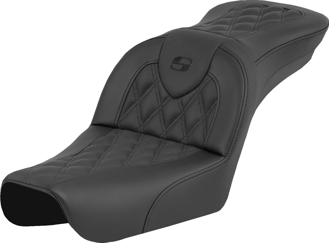 SADDLEMEN RoadSofa™ Seat - Lattice Stitch - without Driver Backrest - FXDWG '04-'05
