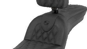 SADDLEMEN RoadSofa™ Seat - Lattice Stitch - with Driver Backrest - FXDWG '04-'05